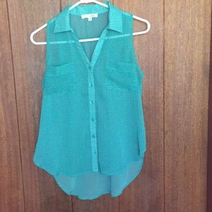 Sheer Sleeveless Tunic with Orange Dots